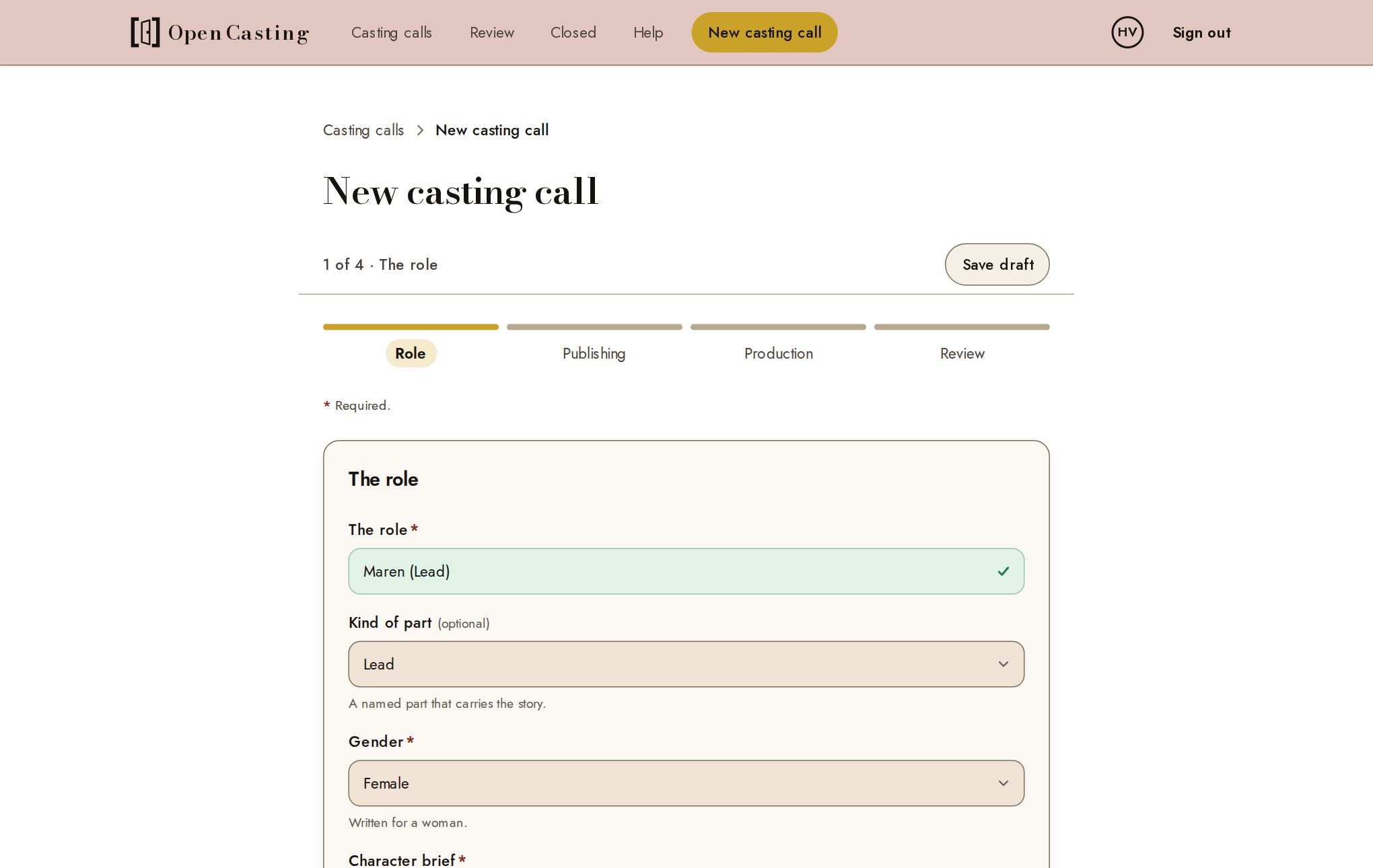 Setting up a casting call